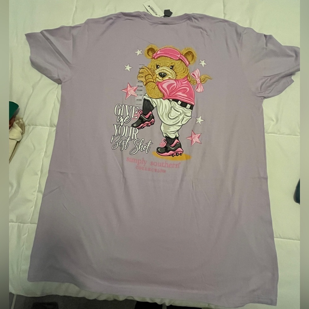 Simply Southern “Give Me Your Best Shot” Lavender Tee. Size XXLarge